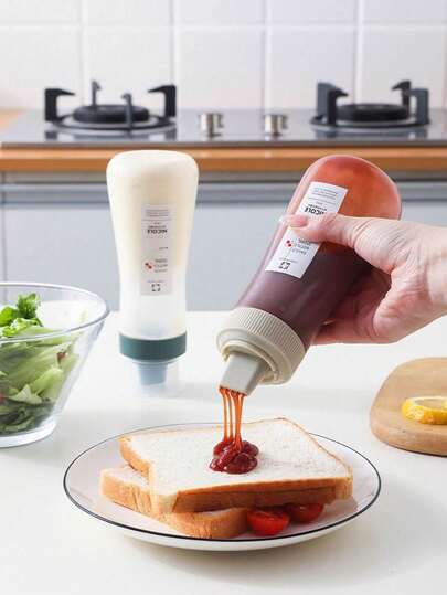 1个挤压瓶，尖头5孔挤压式塑料调味瓶，适用于沙拉、番茄、蜂蜜、蚝油、番茄酱等。