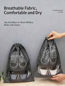 1/3/6 piezas Bolsas de almacenamiento de zapatos talla L/M, con cierre de cordón a prueba de polvo y humedad con ventana transparente, organizador portátil para viajes, hogar, dormitorio, unisex - Multicolor - Ver 4