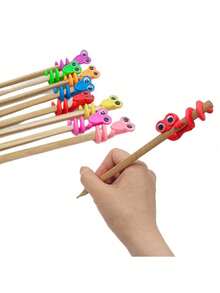 3/6支装螺旋大眼睛铅笔套装，设计优雅，软橡胶铅笔玩具，小巧玩具，大眼睛铅笔帽玩具，为书写增添乐趣 - 套裝 - 查看 3