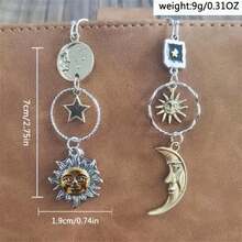 女士波西米亚风不对称设计星空元素耳环，适合日常佩戴和派对，独特创意礼物 - 銀色 - 查看 4