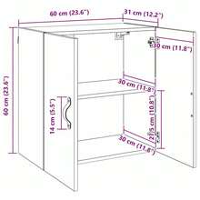 vidaXL Wandschrank Schwarz Eichen-Optik 60 X 31 X 60 Cm Holzwerkstoff - nero - Visualizzare 11