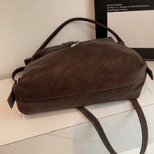Women's Vintage Brown Faux Leather Hobo Bag, Large Capacity Soft PU Shoulder Purse With Buckle Detail & Contrast Stitching, Convertible Crossbody Bag For Work, Office & Fall/Winter Everyday Casual Use - Cà phê - Xem 11