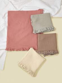 1pc Pure Cotton Gauze Baby Swaddle Blanket, With Ruched Edges, Soft & Breathable, Suitable For Daily Use As Baby Wrap Or Receiving Blanket - Multicolor - View 1