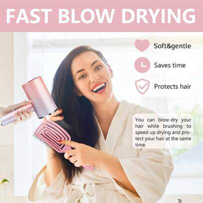 Curved Fluffy Comb, Reversible Combing Hair Roots, Create A Fluffy Shape, Round Head Comb Flat Comb Hair Brush, Wet And Dry Dual-Use Breathable Soft Hair Brush, Suitable For Women And Men, Super Soft Nylon Bristles, Comfortable Paddle Shaped Curved Shape Hair Brush, Daily Use Hair Comb, Suitable For All Hair Types