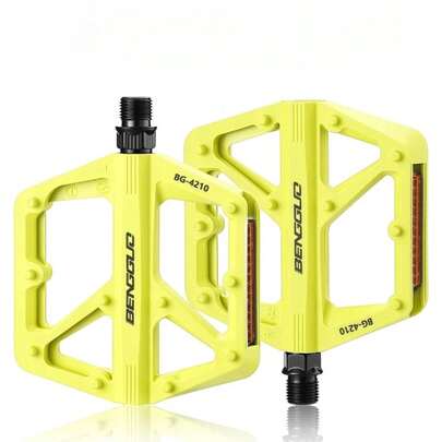Pedales de bicicleta ultraligeros con doble rodamiento DU con Reflector, pedales planos para bicicleta de montaña y carretera, pedales de plataforma para bicicleta, accesorios para bicicleta