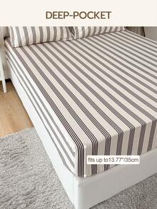 四件套床上用品，易于打理，柔软亲肤，包含1张床单、1张床笠、2个枕套，透气舒适，简约风格，是送给父母和朋友的绝佳礼物。 - 彩色 - 查看 3