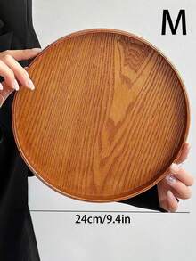 1pc Black/White Round Decorative Tray, Durable Plastic Tray Suitable For Kitchen, Dining Table, Bathroom, Coffee Table And Vanity Decoration - Brown - View 8