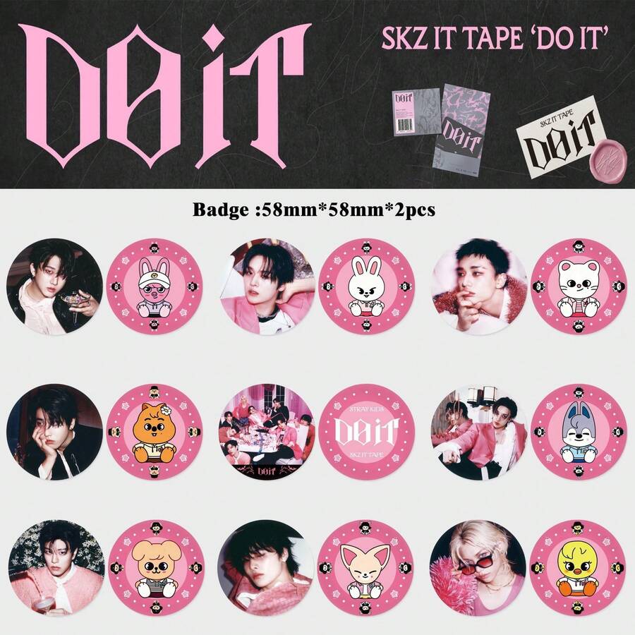 K-pop Stratkid SK Doit 专辑，可爱徽章，粉丝周边商品 - 彩色 - 查看 1
