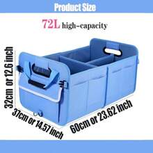 Car Suv Trunk OrganizerSturdy Storage Organizer For Car Accories Tools Sundries.Upgraded 4 Carrying Handles 72L Foldable Waterproof Multi Compartmt 2 Straps For Fixation Blue - Blue - View 2