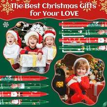 3/10 Bolígrafos retráctiles de Navidad con recambios de 0,5 mm - Serie de bolígrafos con diseños de árbol de Navidad, muñeco de nieve y Papá Noel, adecuados para decoración del hogar, regalos de fiesta, suministros de oficina navideños y recuerdos de fiesta. - A - Ver 6