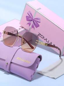 ZOVUJUMY Luxury Elegant Rimless Cut-Edge Fashion Decorative Glasses, Metal Temple Decoration, Exquisite Versatile, Slimming Face, Daily Commute, Date Shopping, Suitable For Various Style Outfits, Elegant Women's Holiday Gift - 彩色 - 查看 13