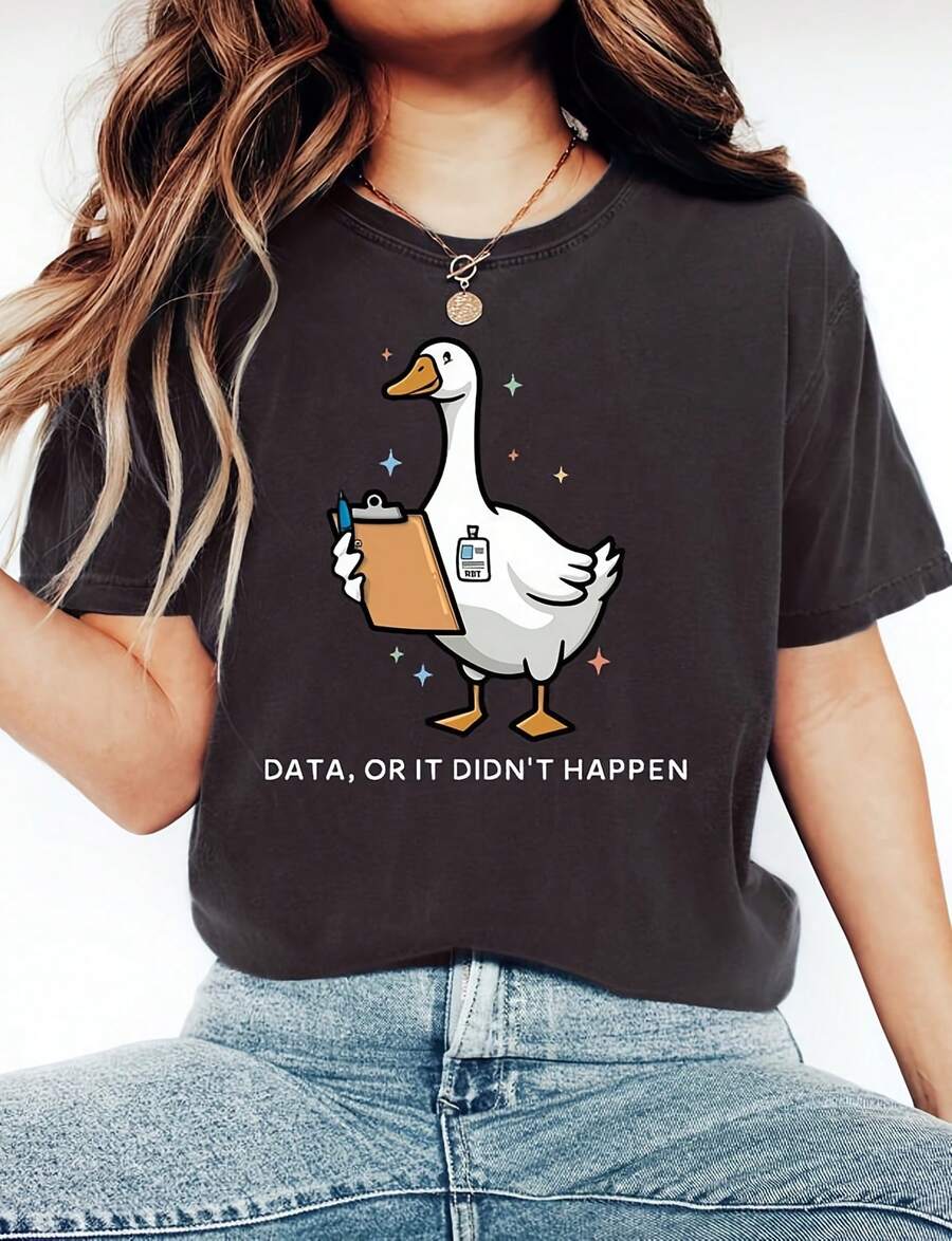 ® ABA Shirt, RBT Shirt, Sped Tea Shirt, Aba Theraphirt, Neurodrsithirt, BCBA Gift, Data Or It Didn't Happen Goose220G Heavyweight 100% Cotton T-Shirt.  With Butterfly Print Pattern, Suitable For Girls And Wo's Short Sved Round Neck Inspirational Shirt, Cute Aesthetic Y2K Style Summer Top, Suitable For Outdoor, Family, Work Or Street Wear Casual Loose Daily T-Shirt - 黑色 - 查看 1