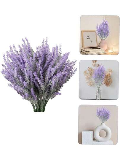 12 bông hoa oải hương giả, hoa giả màu tím, bó hoa oải hương giả, đồ trang trí cô dâu giả cho đám cưới, đồ trang trí cây giả mô phỏng sống động như thật, lá nhựa giả cho nhà và văn phòng, hoa giả màu tím, đồ trang trí cây giả màu tím, trang trí đám cưới và bàn.