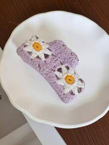 1pc Women's Bohemian Knitted Flower, Cherry, Strawberry Design Hair Clip Headpiece, Matte Non-Slip Hair Claw Clip Bun Maker Suitable For Beach, Holiday, Wedding, Party, Daily Use - Multicolor - View 14