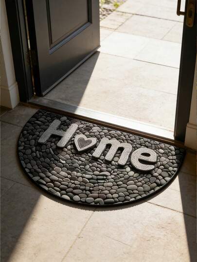 1 pieza Felpudo semicircular grande - Felpudo semicircular con patrón mandala floral bohemio, alfombra de entrada interior/exterior, felpudo de piedras de colores 2D en beige/marrón/gris/negro/blanco, para puerta principal, patio, decoración del hogar - Fácil de limpiar, para dormitorio, sala de estar, comedor, baño y recibidor