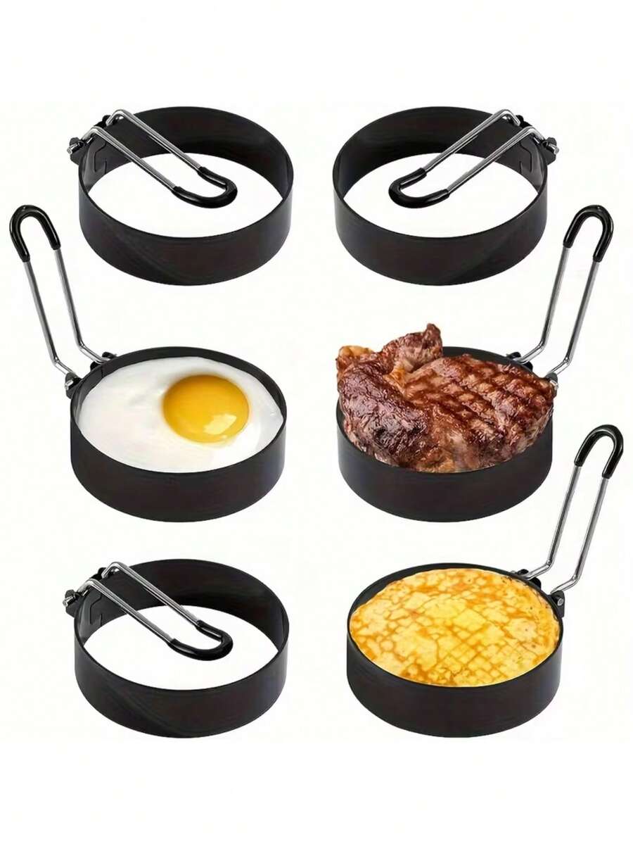 1个鸡蛋圈，鸡蛋模具，圆形煮蛋器，硅胶手柄煎蛋圈，烤盘煮蛋圈，不粘鸡蛋圈模具