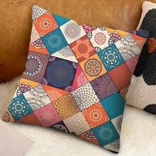 1/4pcs Bohemian Style Throw Pillow Cover, Square Cushion Cover, Suitable For Sofa/Bed, Single-Sided Design, Pillow Insert Not Included - A - View 21
