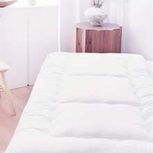 1pc Japanese Tatami Mattress Pad, High Gram Weight Feather Down Alternative Filling Thick Mattress Topper, Quilted Contoured Grid Pattern, Fully Encased Fluffy High-Density Mattress Pad, Can Be Used As Yoga Mat, Without Pillow Insert - White - View 5