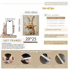 1件，帆布墙画，带框墙饰，复活节兔子图案，可爱复活节兔子，中性春季花卉，复活节兔子和胡萝卜，儿童房墙画，复活节复古装饰画，兔子艺术画，卧室装饰，客厅装饰，墙画，家居装饰，房间装饰，帆布墙画，海报，带框墙画，可选画框，复活节装饰，复活节海报，复活节礼物，春季装饰，春季家居装饰 - 兔子 - 查看 13