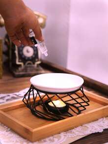 1pc Simple Geometric Shape Aromatherapy Oil Lamp Candle Holder For Home Use,Room Decor,Gifts - Gold - View 17