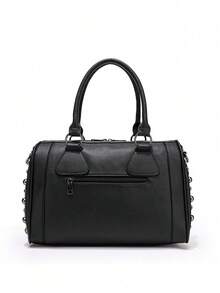 New Design Metal Rivet Skull Head Punk Rock Pillow Studded Women Large Capacity Handbag Shoulder Messenger Bag, Retro European And American Style Fashionable Rivet Skull Tote Bag, Halloween Bags Perfect For Fancy Party Matching With Halloween Costumes, Best Halloween Gifts For Women , Gifts For Women - màu đen - Xem 6