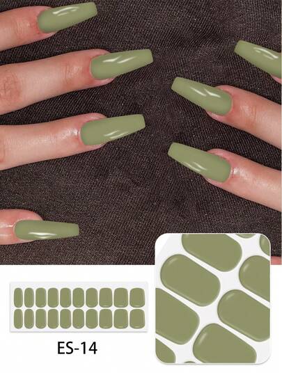 固化凝胶美甲贴，透明底胶，20片装，需使用UV灯，沙龙品质，持久耐用，ES20跨境批发代发货红皮书同款美甲贴纸，指尖美甲贴纸，美甲用品