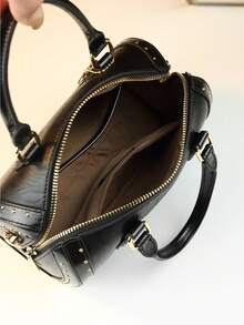 Retro Women's Handbag, Fashion Rivet Studded Urban Versatile Boston Bag - Multicolor - View 5