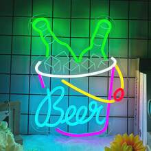Letrero de neón de cerveza para decoración de pared, letrero de neón regulable, barra de luces LED para hombre, letrero de luz de cueva para recámara, hogar, bar, tienda, pub, bistró, fiesta, hotel - Tatuaje abierto - Ver 1