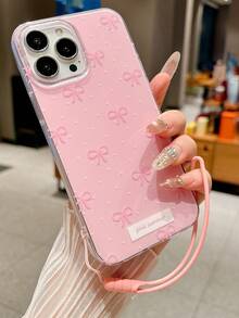 可爱简约粉色蝴蝶结波点手机壳，适用于 17 Pro Max、17 Pro、17、Air、17、16、15、14、13、12、11 Pro Max Plus，送给女孩的礼物，柔软保护后盖 - 蝴蝶結+矽膠 - 查看 2