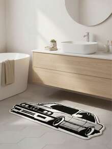 1pc Premium Racing Car Floor Mat, Polyester Fiber Rug, Silver Gray Car Decorative Carpet, Suitable For Bedroom, Living Room Decor, Decorative Rug, Small Rug, Carpet, Home Decor, Living Room Carpet, Living Room Small Rug, Bedroom Carpet, Living Room Home Decor, Outdoor Rug, Washable Carpet - Multicolor - View 5