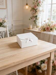 5PCS/1PC/A Lidded Gift Box, 10.6 X 7.8 X 3.1 Inches, White Paper Box With Ribbon. Suitable For Use As A Bridesmaid Invitation Box, Wedding Gift Box, Wrapping Box, Party Gift Box, Birthday Gift Box, Christmas Gift Box, Or Gift-Making Box. - White - View 14