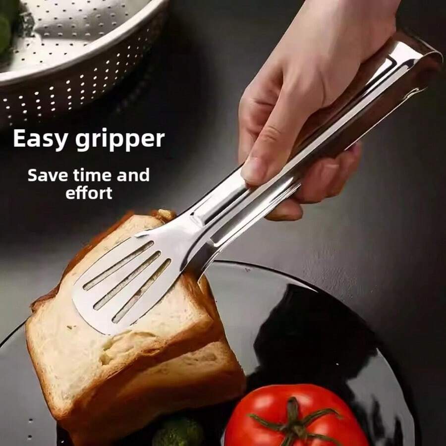 Stainless Steel Food Clip Meat Salad Bread Grill Buffet Clip Cooking Tools Kitchen Accessories, Meat Cooking Utensils, Barbecue Baking Silver Kitchen Accessories, Camping Supplies Wear-Resistant, Suitable For Home Kitchen Barbecue