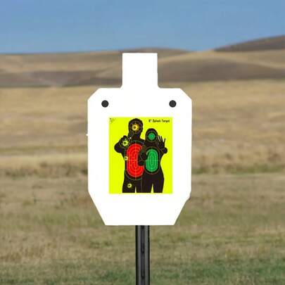 5Pcs 8" Splash Shooting Target Paper, Self-Adhesive Reactive Splatter Targets With High-Visibility Fluorescent Yellow Background, Instant Impact Feedback, For BB Guns Airsoft Pellet Guns Archery, Indoor Outdoor Shooting Practice Range Training Precision Drills, Shooting Accessory