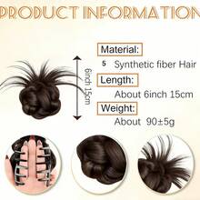 1个凌乱发髻发夹，蓬松甜甜圈发髻器，女士发饰时尚发夹 - 彩色 - 查看 5