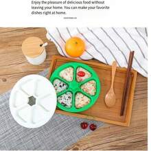 六合一日式寿司饭团模具、饭团制作工具套装、海苔便当盒烹饪模具套装 - 綠色 - 查看 7