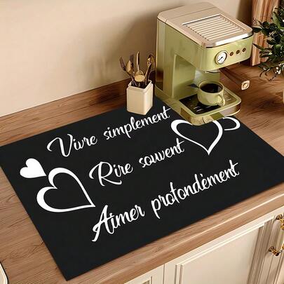 1pc Bohemian Style Absorbent Drying Mat, Kitchen Decor Coffee Machine Mat, Handmade Coffee Pot Draining Pad, Kitchen Floor Mat, Dining Table Mat, Kitchen Counter Dish Drying Mat, Breakfast Mat, Heat-Resistant Anti-Slip Drying Mat, Diatomite Draining Mat, Hides Stains, Super Absorbent Kitchen Mat, Easy To Clean Dish Rack Mat, Suitable For Kitchen, Dining Table, Coffee Shop, Bar, Holidays, Parties, Home Decor, Holiday Gifts