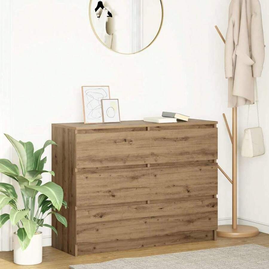 vidaXL Sideboard Artisan-Eiche 100x35x76 cm Holzwerkstoff - Gelb - Übersicht 1