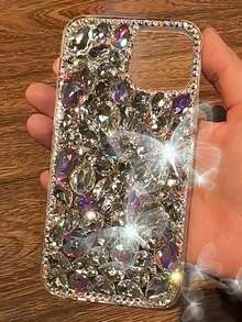 Luxury Blingbling Gemstone Diamond Phone Case Compatible With Samsung Galaxy S22 S23 S24 Ultra A12 A13 A14 A52 A53 A72 A23 A34 And Compatible With IPhone 11 12 13 14 15 Plus 16 Pro Max Shock Proof Protective Back Cover - Multicolor - View 3