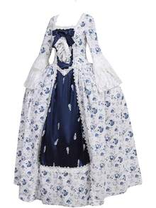 Women's Victorian Rococo Dress Inspiration Maiden Costume - Blue - View 2
