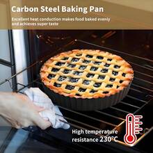 Bộ 1/4 đĩa nướng pizza tròn bằng thép carbon, có đáy tháo rời, thích hợp cho bánh ngọt, bánh tart, bánh pastry. Hoàn hảo để làm pizza đông lạnh và pizza tự làm. Dễ dàng lấy bánh ra khỏi khuôn. - Nhiều màu - Xem 4