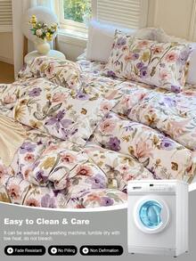 1pc/2pcs/4pcs Floral Print Pillowcase, Breathable Soft Comfortable, Envelope Closure Suitable For Bedroom Sofa Home Decor, Retro Style Bedroom Living Room Home Decor, Pillow Insert Not Included, Suitable For All Seasons - Multicolor - View 7