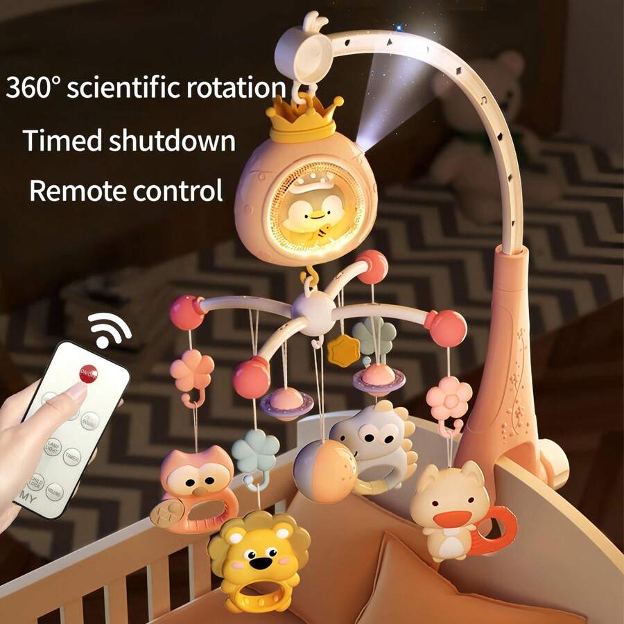 Remote Control Baby Crib Mobile With Projection, Music And Night Light | ABS Animal Rotating Toy | Soothing Bedtime Lullabies, Ideal Newborn Baby Gift