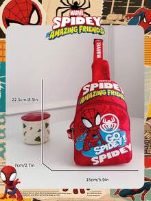 Marvel 1个漫威官方授权蜘蛛侠图案胸包，可调节肩带斜挎包，拉链封口单肩包，轻便单肩包，完美适合男士/青少年/学生/毕业生/年轻粉丝，是日常/户外/运动/跑步/健身的理想之选！ - 紅色 - 查看 4