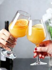 1pc Reusable Juice Glass, Thick Transparent Stemware, Milk Cup Set, Suitable For Party And Wedding Juice Cup - Clear - View 6