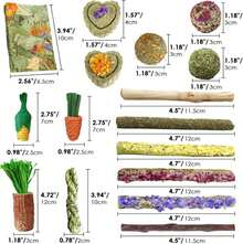 53 piezas Juguetes para roer de conejo de Tyotrbs, juguetes para conejos contra el aburrimiento, palitos de Timoteo, palitos de manzana, bambú dulce, para cobayas, hámsteres, chinchillas, ratas y pequeños animales - ColorD - Ver 3