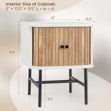 Set Of 2 Nightstand Compact Modern End Side Table W/ Sliding Doors - Default - View 2