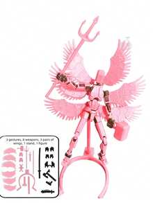 Figura de acción articulada de ABS del guerrero angélico de 6 alas, modelo de exhibición coleccionable, requiere autoensamblaje - Multicolor - Ver 1