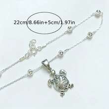 A Stylish Alloy Turtle Bead Chain Ankle Bracelet For Women, Perfect For The Beach - 銀色 - 查看 5