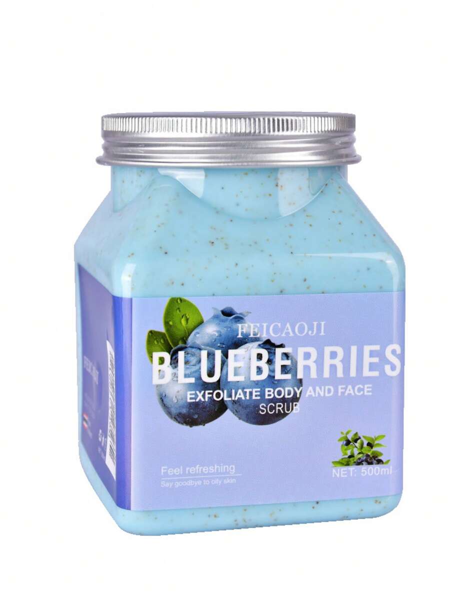 Exfoliante corporal de frutas vegetales de 500 g para limpieza profunda, exfoliación y suavizado de la piel; exfoliante de sales de baño - arándano - Ver 1