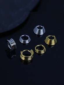 3件套16G铰链式鼻中隔环耳骨环低过敏性穿刺饰品 - 喇叭鼻環 - 查看 1